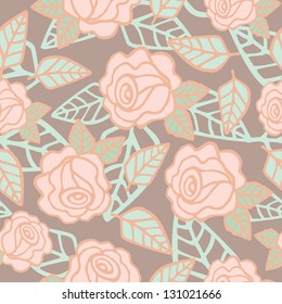 Pattern of vintage style roses flower , seamless background vector illustration