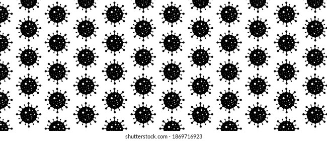 Pattern with viral bacteria on white background.  Can be used as a background or to add text.  The concept of an infectious disease such as coronavirus, seasonal influenza or immunodeficiency virus.