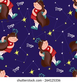 pattern with Virgo on a blue background. vector