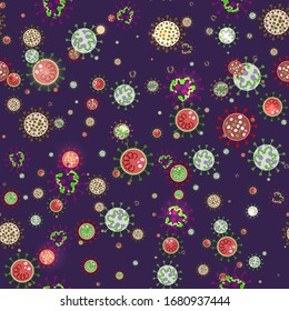 Pattern with virus. Simple style painting for design. Vector.