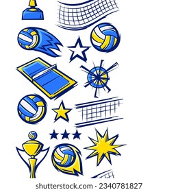 Pattern with volleyball items. Sport club illustration.