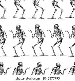 pattern of the walking human skeletons