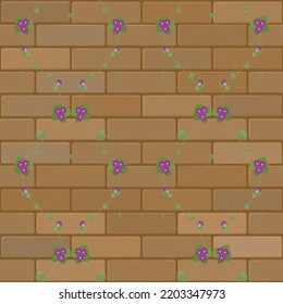 pattern wall brown brick flower purple wallpaper