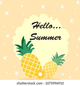 Pattern or wallpaper backgrounds with Pineapples. Tropical fruit in summer colorful.