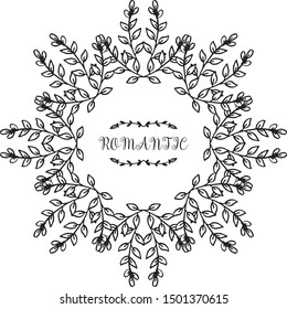 Pattern wallpaper card romantic with silhouette leaf flower frame. Vector