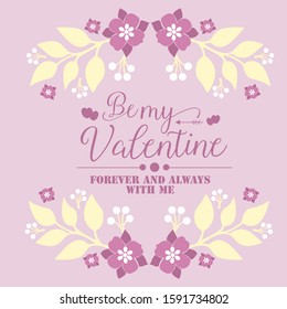 Pattern wallpaper of cards happy valentine, with pink floral frame decoration elegant.Vector