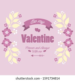 Pattern wallpaper of cards happy valentine, with pink floral frame decoration elegant.Vector