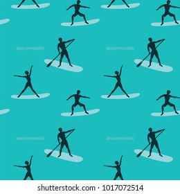 Pattern - a water sport - surfing silhouettes - vector illustration