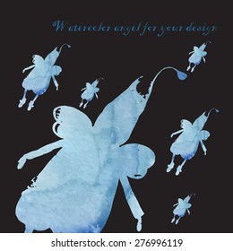  pattern with watercolor angel for your design