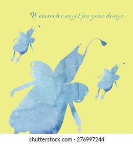 pattern with watercolor angel for your design