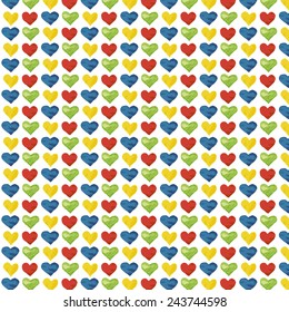 The pattern of watercolor colored hearts