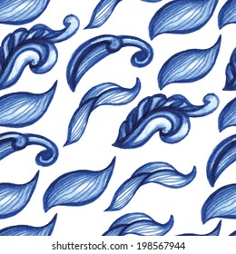 Pattern with watercolor curlicues.  Watercolor. Vector illustration. Seamless pattern for fabric, paper and other printing and web projects.