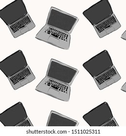 pattern watercolor drawing laptop. hand drawn vector texture