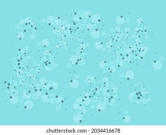 Patrón con gotas de color de agua sobre un fondo azul. Antecedentes abstractos. Ilustración vectorial dibujada por mano
