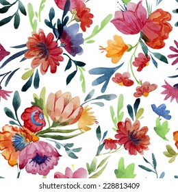 pattern, watercolor, flowers