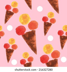 pattern with watercolor ice cream