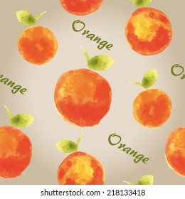 Pattern with watercolor orange 