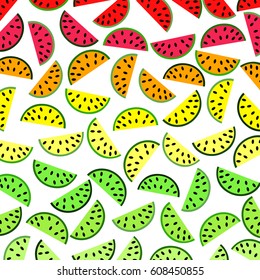 Pattern with watermelon background. Cute vector background.