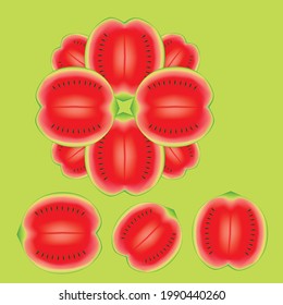 a pattern of watermelon fruits in the form of kaleidoscopes