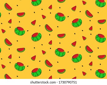 pattern watermelon in hand drawn style