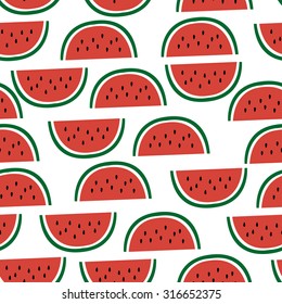 Pattern with watermelon on white background.