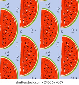 Pattern of watermelon rubber pool mattress. Swim rings in flat style on white background. Swimming in pool with rubber circles, summertime water activities. Rubber toy for water and beach.