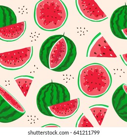 Pattern of watermelon and slices