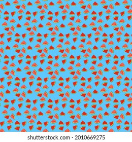 Pattern of watermelon slices. Decoration, print, Vector illustration.
