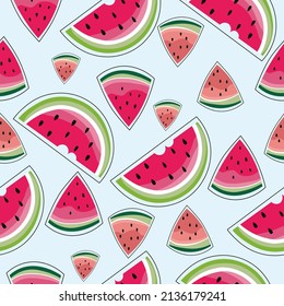 Pattern with watermelon slices.Suitable for fabric,wallpaper,paper,background. 