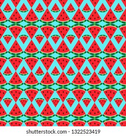 Pattern with watermelons on a bright background. Design for textile, fabric, wallpaper, packaging.
