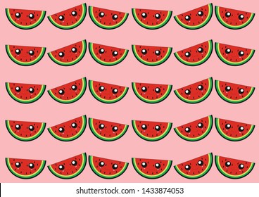 pattern with watermelons on a pink background