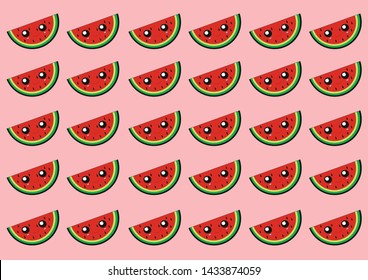 pattern with watermelons on a pink background