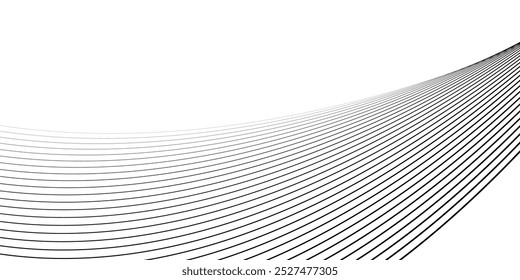 Pattern of wave black lines on white background. Vector Illustration 