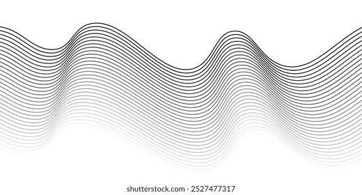 Pattern of wave black lines on white background. Vector Illustration 