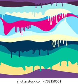 Pattern with waves and drips of paint colorful