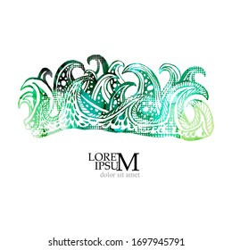 El patrón de las olas es multicolor. Medios mixtos. Ilustración del vector