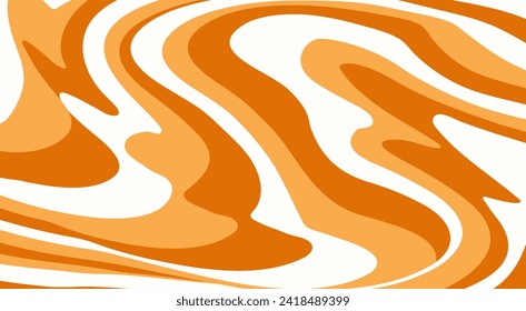 Pattern with wavy caramel stripes. Abstract background in peanut color.