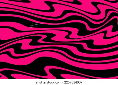 Pattern with wavy, curves lines. Optical art background. Wave design black and magenta. Digital image with a psychedelic stripes. Vector illustration  