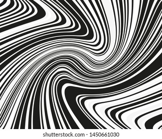 Pattern with wavy lines. Optical art background. Wave design black and white. Digital image with a psychedelic stripes. Vector illustration