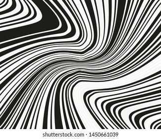 Pattern with wavy lines. Optical art background. Wave design black and white. Digital image with a psychedelic stripes. Vector illustration