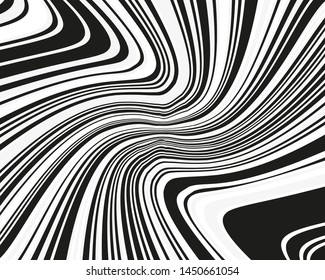 Pattern with wavy lines. Optical art background. Wave design black and white. Digital image with a psychedelic stripes. Vector illustration