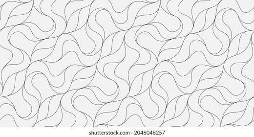 Pattern with wavy lines and scrolls on light background. Seamless vector design for textile, fabric and wrapping. Trendy abstract geometric texture.