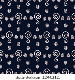 A pattern of wavy squiggles on a black background. Vector isolated image for use in web design or as a background