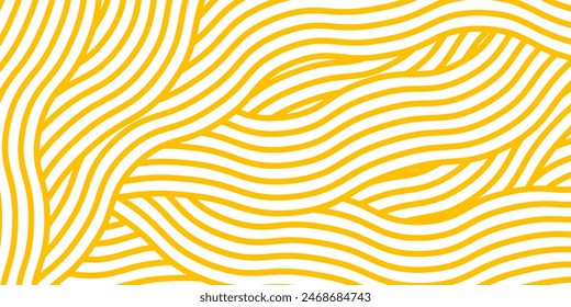 Pattern with wavy yellow noodles. Spaghetti graphic background. Vector illustration of texture with Italian pasta.