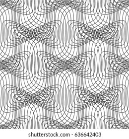 Pattern of weaving, mesh, lines, confusion, tinsel, seamless vector background.