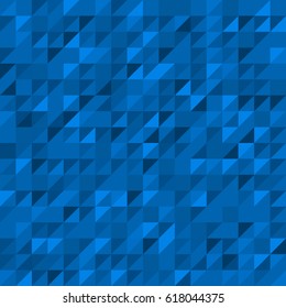 A pattern for web sites from small blue triangles of a chaotic color tone. Light wallpaper for projects. Flat style. Monochrome color palette. Mosaic