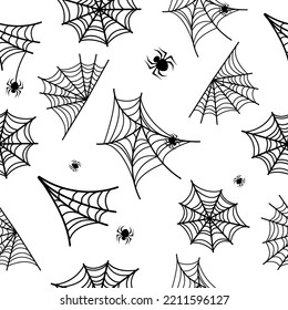 Pattern with web and spiders. Halloween. Vector graphics