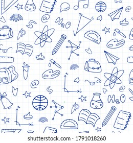 Pattern of welcome back to school with modern thin line icons school supplies. Back To School Background. Back to school super shopping. Super sale. Vector illustration.