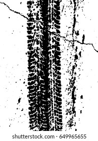 Pattern wet car wheels on the asphalt. Road theme. Vector illustration. Urban design. Black and white grunge texture. 