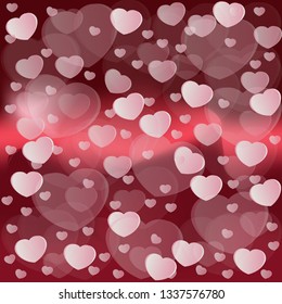  Pattern whis pink hearts on red and dark red background. 
